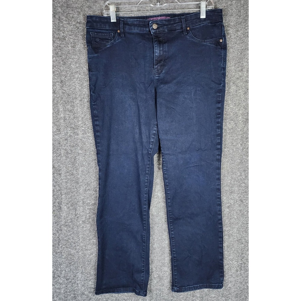 Gloria Vanderbilt Jeans Womens 14 Short Amanda Straight Dark Blue Stretch EUC